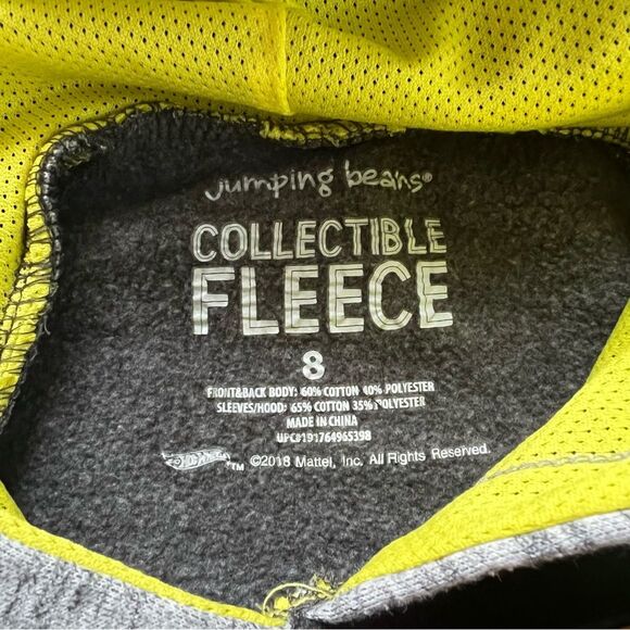 Jumping Beans Hot Wheels Collectible Fleece Graphic Hoodie Grey Yellow Size 8 - Picture 5 of 8